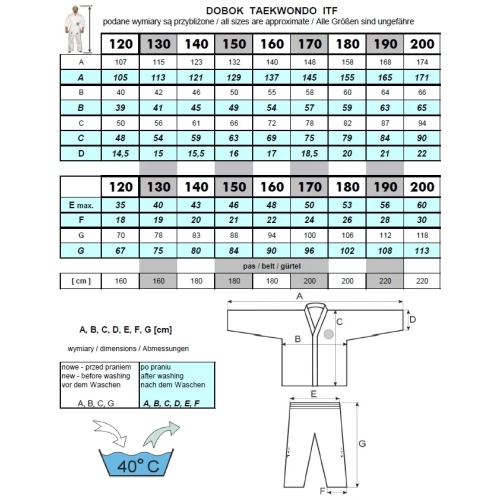 Dobok Do Taekwon-Do Itf Bushi 180 cm