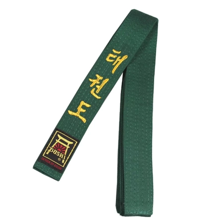 Pas Pasy Z Haftem Taekwondo 220 cm Zielony